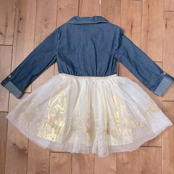 Zunie 2T denim and sheer dress - Picture 3 of 5